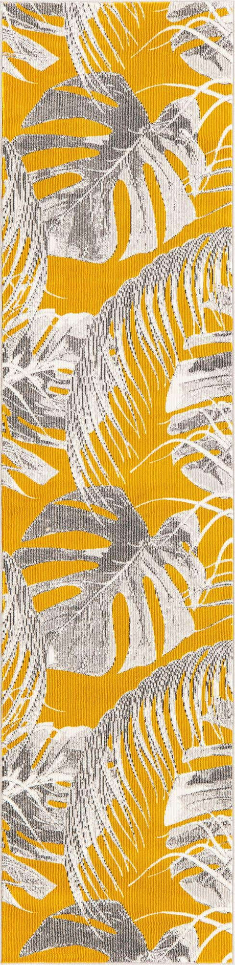 Yellow 2' x 8' Blossom Runner Area Rug 100% Polypropylene With Cotton Backing Easy Clean Colorful Blooming Blossoming Flower Floral Plant Carpet for Living Dining Room Office Dorms for Sale at Rug Engine