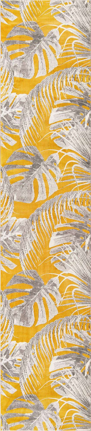 Yellow 2' 7 x 12' Blossom Runner Area Rug 100% Polypropylene With Cotton Backing Easy Clean Colorful Blooming Blossoming Flower Floral Plant Carpet for Living Dining Room Office Dorms for Sale at Rug Engine