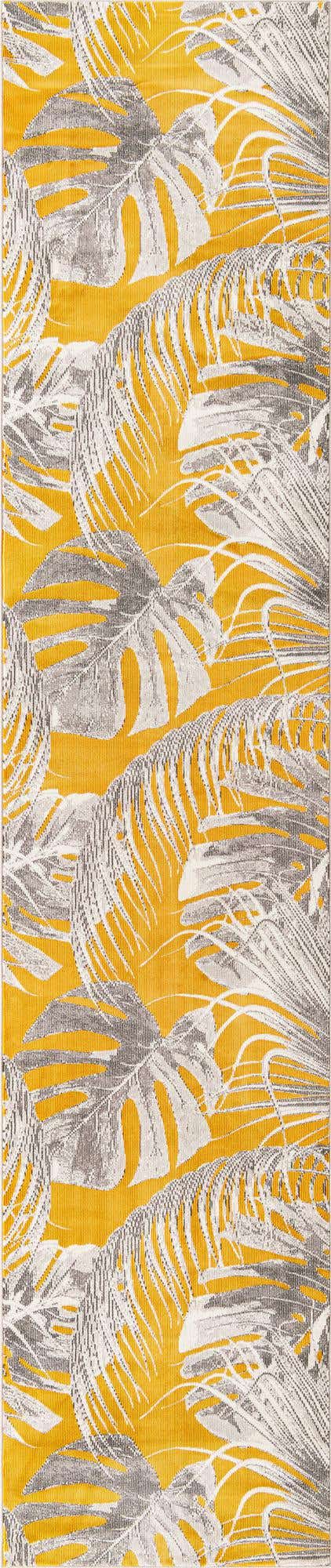 Yellow 2' 7 x 12' Blossom Runner Area Rug 100% Polypropylene With Cotton Backing Easy Clean Colorful Blooming Blossoming Flower Floral Plant Carpet for Living Dining Room Office Dorms for Sale at Rug Engine