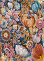 Multicolor 9' x 12' Blossom Rectangle Area Rug 100% Polypropylene With Cotton Backing Easy Clean Colorful Blooming Blossoming Flower Floral Plant Carpet for Living Dining Room Office Dorms for Sale at Rug Engine