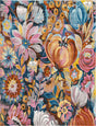 Multicolor 7' 10 x 10' Blossom Rectangle Area Rug 100% Polypropylene With Cotton Backing Easy Clean Colorful Blooming Blossoming Flower Floral Plant Carpet for Living Dining Room Office Dorms for Sale at Rug Engine