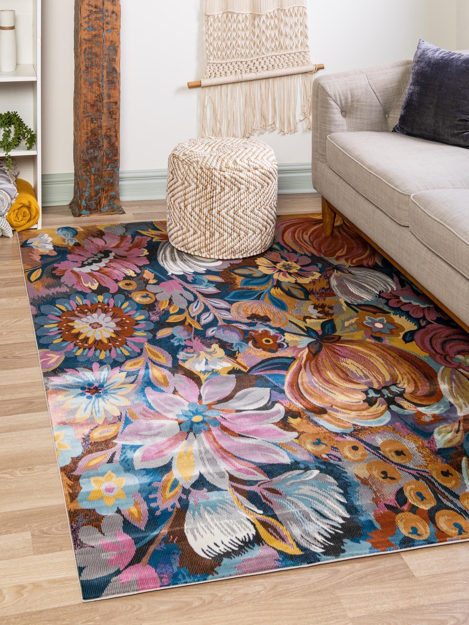 Multicolor 1' 4 x 1' 4 Blossom Sample Area Rug 100% Polypropylene With Cotton Backing Easy Clean Colorful Blooming Blossoming Flower Floral Plant Carpet for Living Dining Room Office Dorms for Sale at Rug Engine