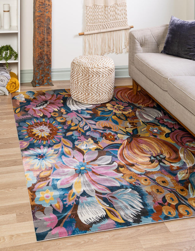 Multicolor 1' 4 x 1' 4 Blossom Sample Area Rug 100% Polypropylene With Cotton Backing Easy Clean Colorful Blooming Blossoming Flower Floral Plant Carpet for Living Dining Room Office Dorms for Sale at Rug Engine