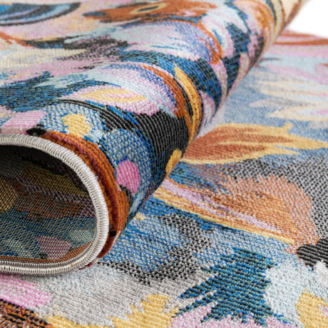 Multicolor 9' x 12' Blossom Rectangle Area Rug 100% Polypropylene With Cotton Backing Easy Clean Colorful Blooming Blossoming Flower Floral Plant Carpet for Living Dining Room Office Dorms for Sale at Rug Engine
