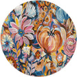 Multicolor 5' 3 x 5' 3 Blossom Round Area Rug 100% Polypropylene With Cotton Backing Easy Clean Colorful Blooming Blossoming Flower Floral Plant Carpet for Living Dining Room Office Dorms for Sale at Rug Engine
