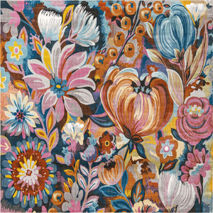 Multicolor 10' x 10' Blossom Square Area Rug 100% Polypropylene With Cotton Backing Easy Clean Colorful Blooming Blossoming Flower Floral Plant Carpet for Living Dining Room Office Dorms for Sale at Rug Engine