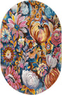 Multicolor 4' x 6' Blossom Oval Area Rug 100% Polypropylene With Cotton Backing Easy Clean Colorful Blooming Blossoming Flower Floral Plant Carpet for Living Dining Room Office Dorms for Sale at Rug Engine