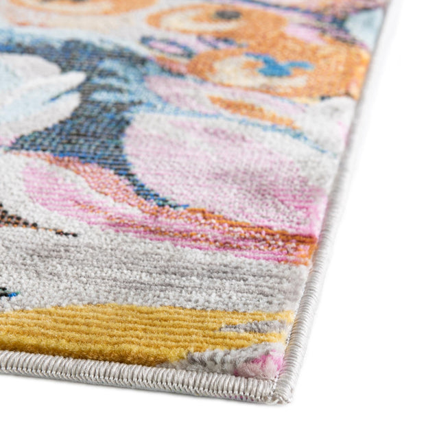 Multicolor 2' 7 x 12' Blossom Runner Area Rug 100% Polypropylene With Cotton Backing Easy Clean Colorful Blooming Blossoming Flower Floral Plant Carpet for Living Dining Room Office Dorms for Sale at Rug Engine