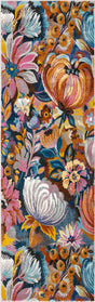 Multicolor 2' x 6' Blossom Runner Area Rug 100% Polypropylene With Cotton Backing Easy Clean Colorful Blooming Blossoming Flower Floral Plant Carpet for Living Dining Room Office Dorms for Sale at Rug Engine