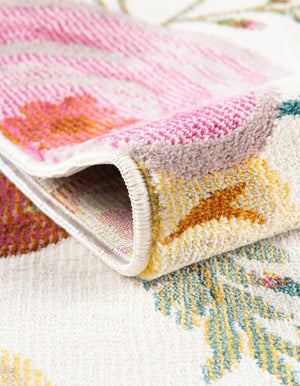 Ivory 9' x 12' Blossom Rectangle Area Rug 100% Polypropylene With Cotton Backing Easy Clean Colorful Blooming Blossoming Flower Floral Plant Carpet for Living Dining Room Office Dorms for Sale at Rug Engine