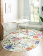 Ivory 5' 3 x 7' 10 Blossom Oval Area Rug 100% Polypropylene With Cotton Backing Easy Clean Colorful Blooming Blossoming Flower Floral Plant Carpet for Living Dining Room Office Dorms for Sale at Rug Engine