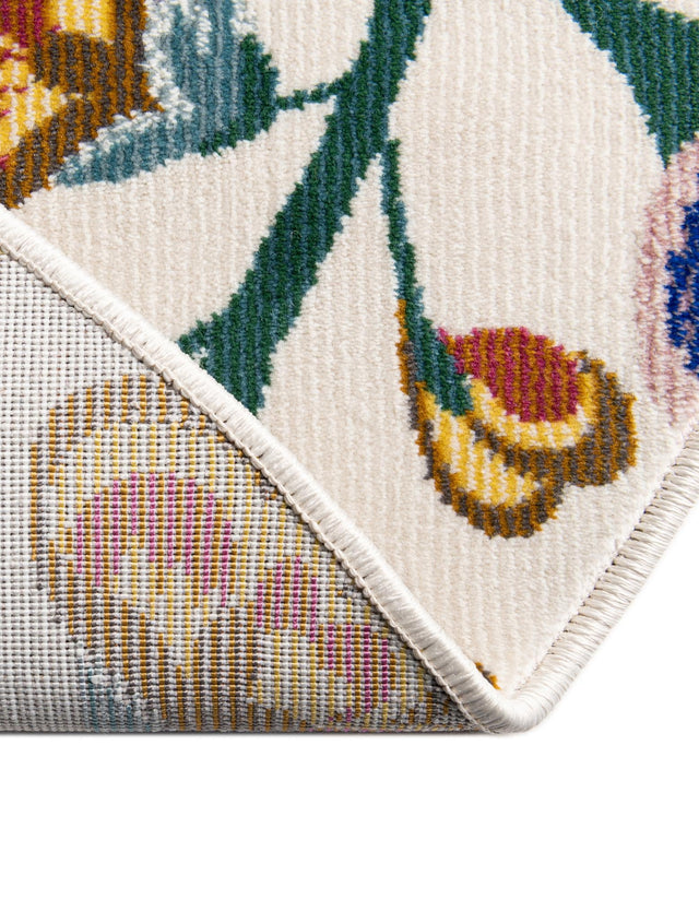 Ivory 7' 10 x 10' Blossom Oval Area Rug 100% Polypropylene With Cotton Backing Easy Clean Colorful Blooming Blossoming Flower Floral Plant Carpet for Living Dining Room Office Dorms for Sale at Rug Engine