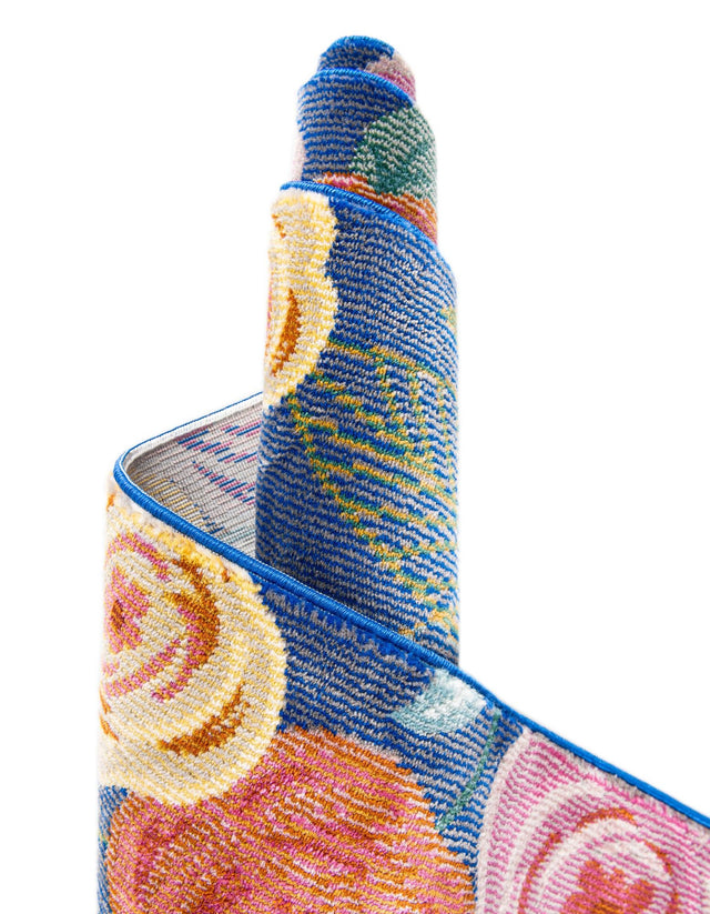 Blue 6' 1 x 9' Blossom Rectangle Area Rug 100% Polypropylene With Cotton Backing Easy Clean Colorful Blooming Blossoming Flower Floral Plant Carpet for Living Dining Room Office Dorms for Sale at Rug Engine