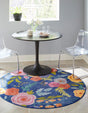 Blue 3' 3 x 3' 3 Blossom Round Area Rug 100% Polypropylene With Cotton Backing Easy Clean Colorful Blooming Blossoming Flower Floral Plant Carpet for Living Dining Room Office Dorms for Sale at Rug Engine
