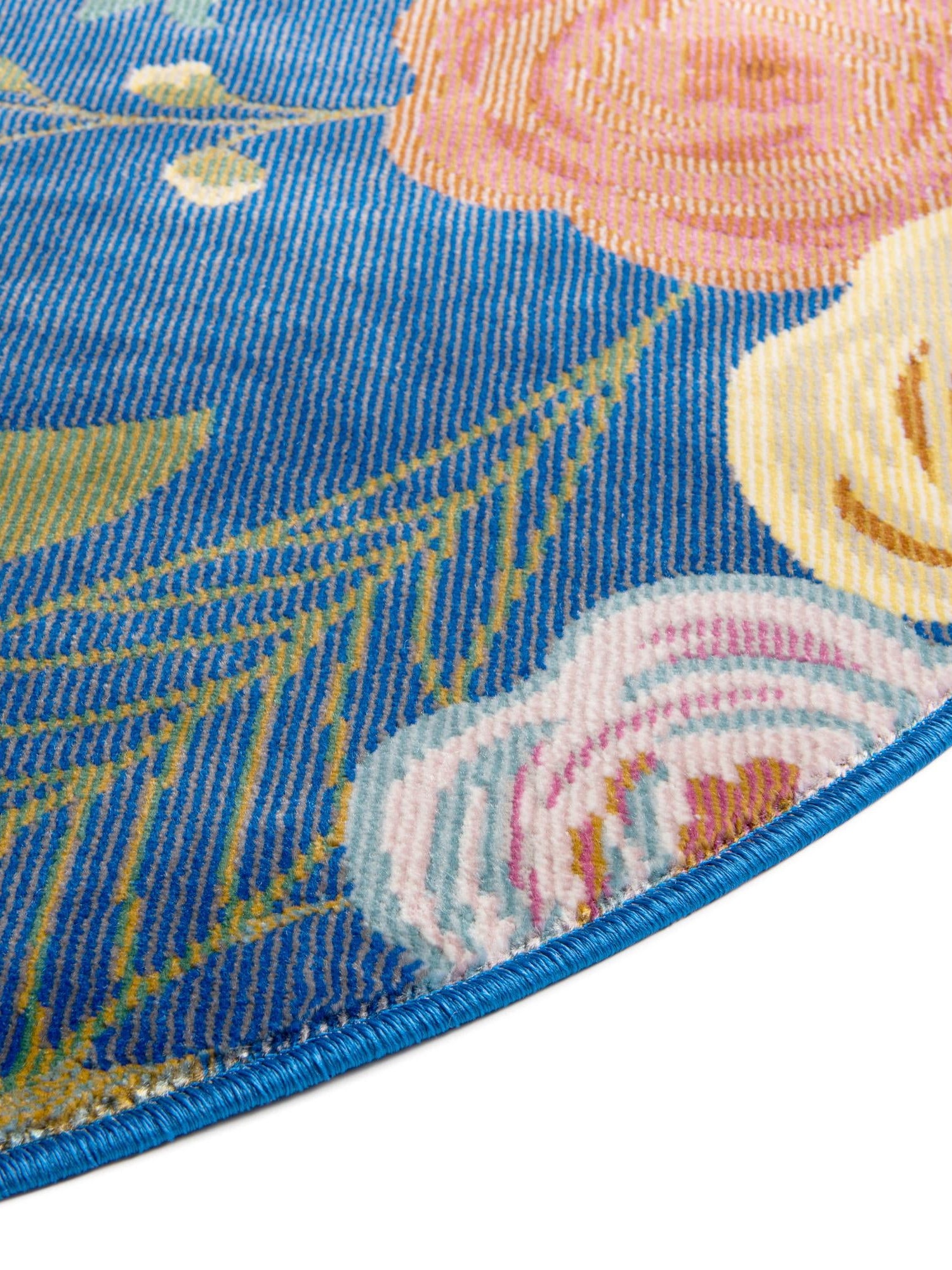 Blue 5' 3 x 5' 3 Blossom Round Area Rug 100% Polypropylene With Cotton Backing Easy Clean Colorful Blooming Blossoming Flower Floral Plant Carpet for Living Dining Room Office Dorms for Sale at Rug Engine