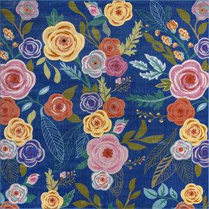 Blue 10' x 10' Blossom Square Area Rug 100% Polypropylene With Cotton Backing Easy Clean Colorful Blooming Blossoming Flower Floral Plant Carpet for Living Dining Room Office Dorms for Sale at Rug Engine