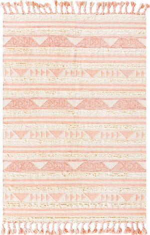 Baby Pink 6' 1 x 9' Mesa Rectangle Area Rug 100% Wool Geometric All Natural Carpet for Living, Dining, Office, Bedrooms, Dorms, Kitchens for Sale at Rug Engine