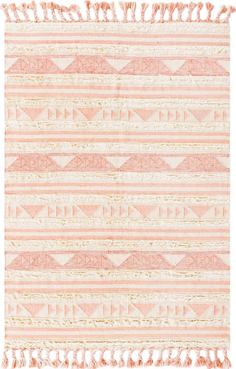 Baby Pink 6' 1 x 9' Mesa Rectangle Area Rug 100% Wool Geometric All Natural Carpet for Living, Dining, Office, Bedrooms, Dorms, Kitchens for Sale at Rug Engine