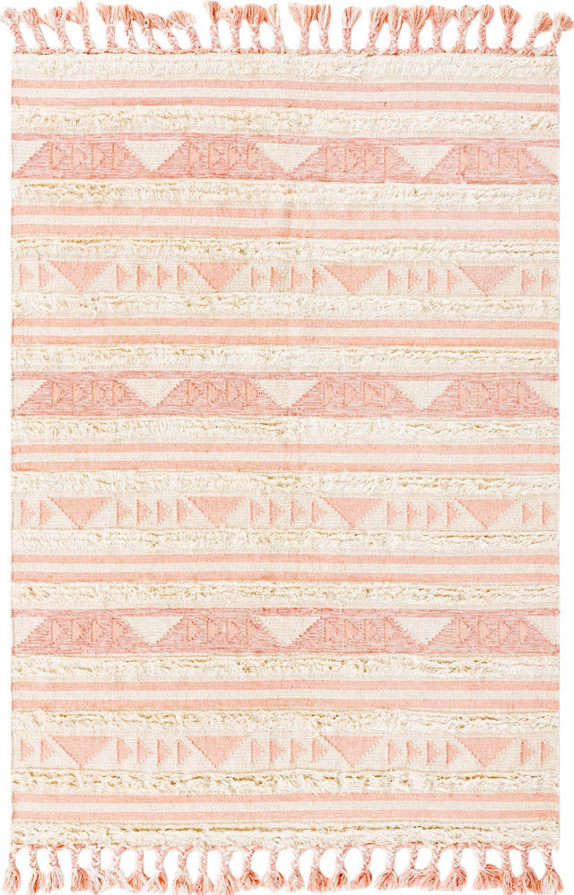 Baby Pink 6' 1 x 9' Mesa Rectangle Area Rug 100% Wool Geometric All Natural Carpet for Living, Dining, Office, Bedrooms, Dorms, Kitchens for Sale at Rug Engine