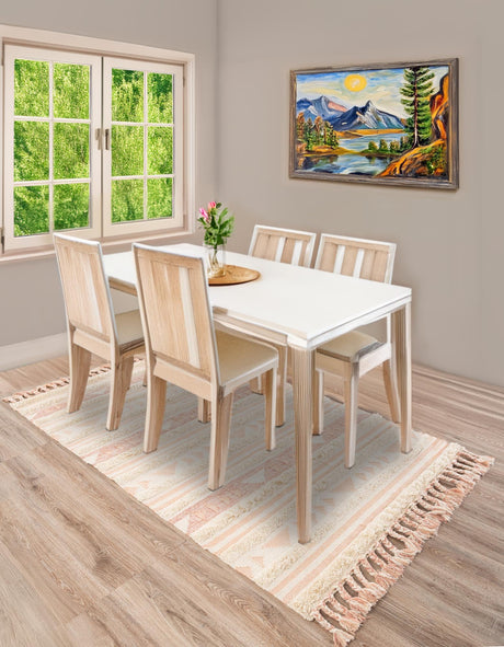 Baby Pink 2' x 3' 1 Mesa Rectangle Area Rug 100% Wool Geometric All Natural Carpet for Living, Dining, Office, Bedrooms, Dorms, Kitchens for Sale at Rug Engine
