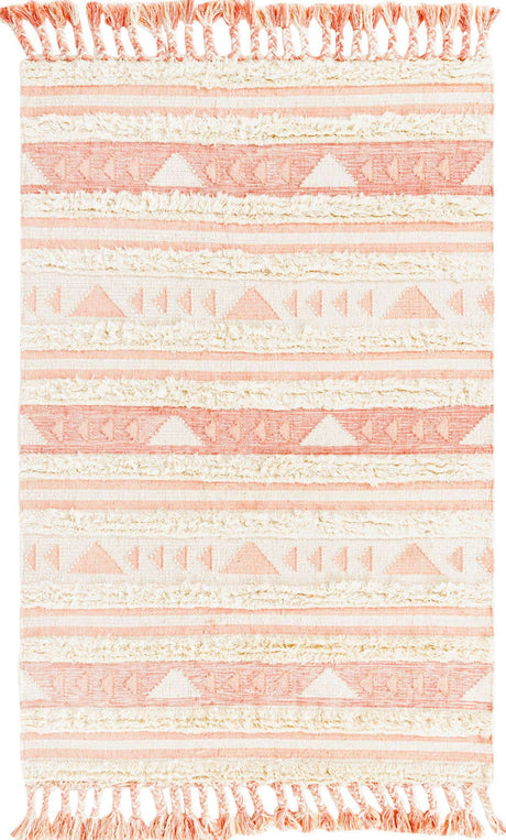 Baby Pink 5' 1 x 8' Mesa Rectangle Area Rug 100% Wool Geometric All Natural Carpet for Living, Dining, Office, Bedrooms, Dorms, Kitchens for Sale at Rug Engine
