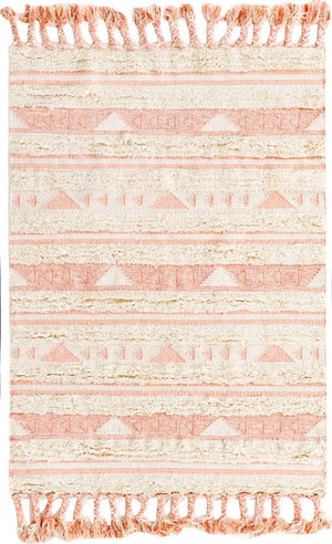 Baby Pink 4' 1 x 6' 1 Mesa Rectangle Area Rug 100% Wool Geometric All Natural Carpet for Living, Dining, Office, Bedrooms, Dorms, Kitchens for Sale at Rug Engine