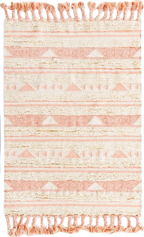 Baby Pink 4' 1 x 6' 1 Mesa Rectangle Area Rug 100% Wool Geometric All Natural Carpet for Living, Dining, Office, Bedrooms, Dorms, Kitchens for Sale at Rug Engine