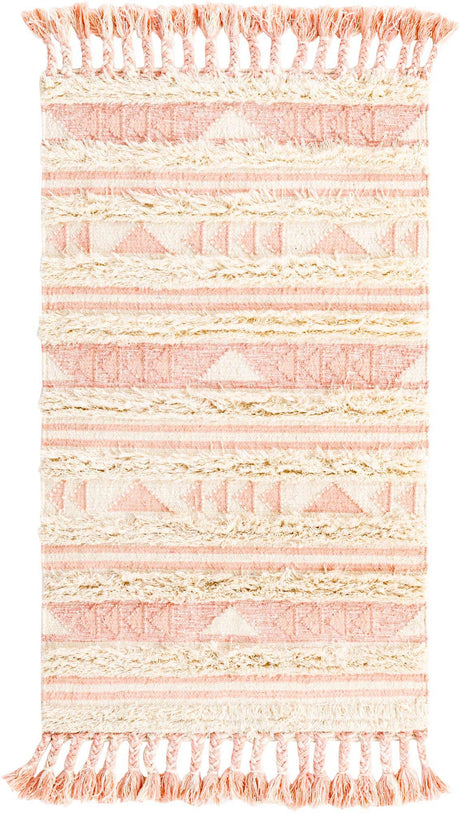 Baby Pink 3' 3 x 5' 1 Mesa Rectangle Area Rug 100% Wool Geometric All Natural Carpet for Living, Dining, Office, Bedrooms, Dorms, Kitchens for Sale at Rug Engine