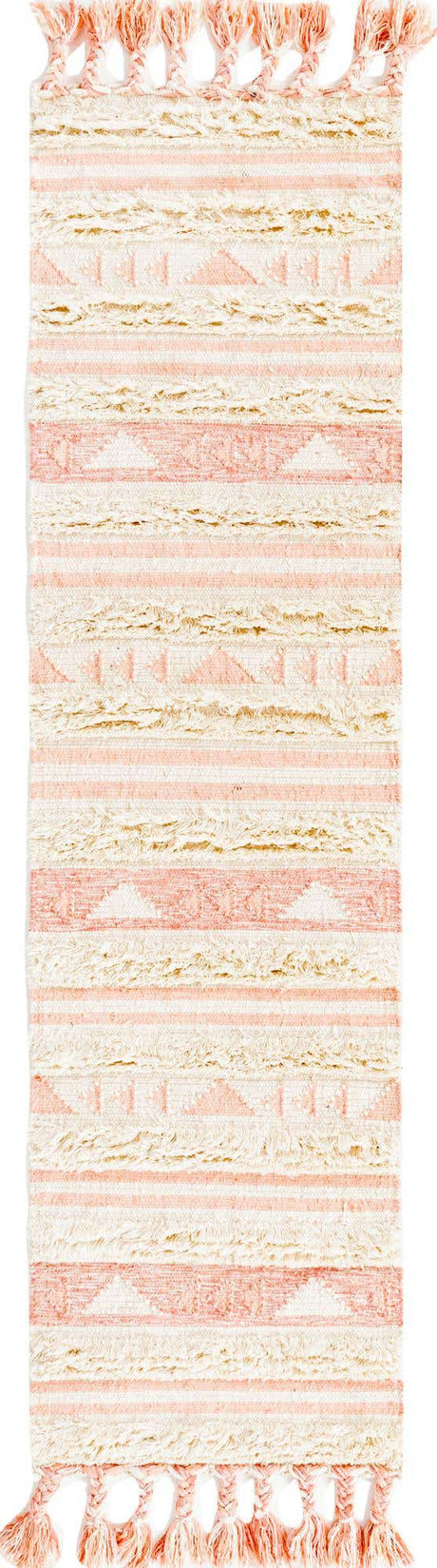 Baby Pink 2' 2 x 8' 2 Mesa Runner Area Rug 100% Wool Geometric All Natural Carpet for Living, Dining, Office, Bedrooms, Dorms, Kitchens for Sale at Rug Engine