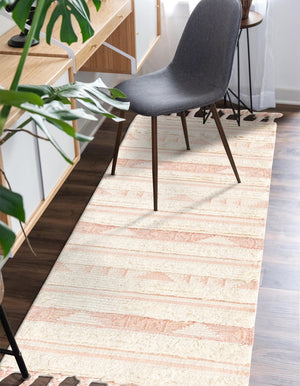 Baby Pink 2' 2 x 6' 1 Mesa Runner Area Rug 100% Wool Geometric All Natural Carpet for Living, Dining, Office, Bedrooms, Dorms, Kitchens for Sale at Rug Engine