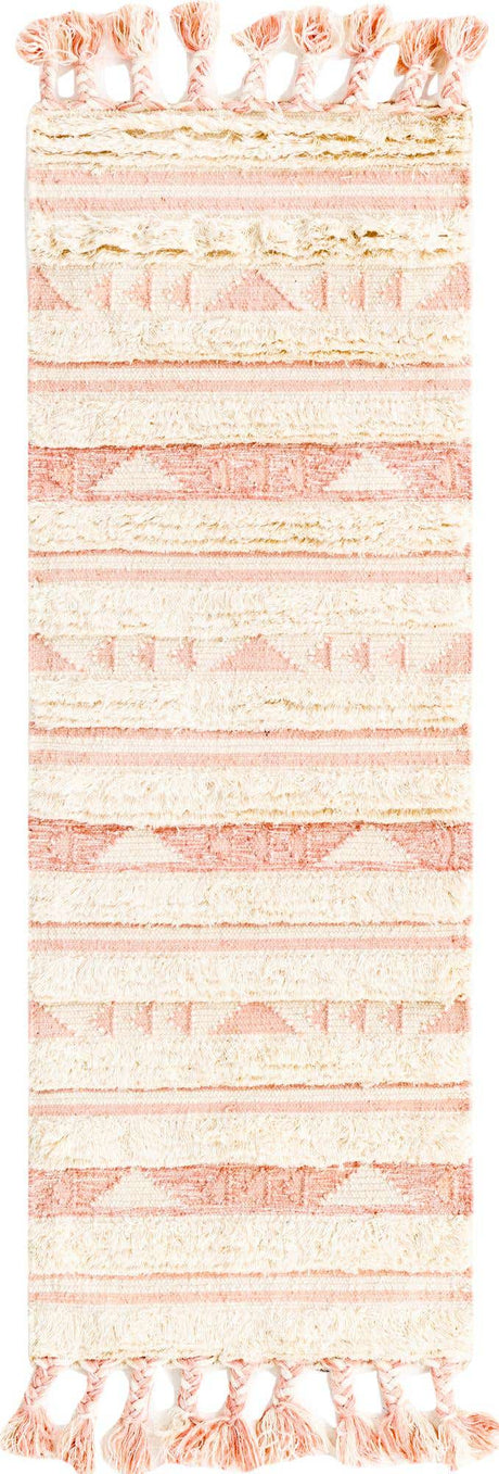Baby Pink 2' 2 x 6' 1 Mesa Runner Area Rug 100% Wool Geometric All Natural Carpet for Living, Dining, Office, Bedrooms, Dorms, Kitchens for Sale at Rug Engine