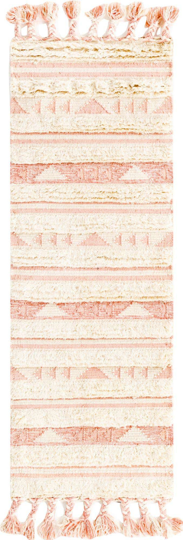 Baby Pink 2' 2 x 6' 1 Mesa Runner Area Rug 100% Wool Geometric All Natural Carpet for Living, Dining, Office, Bedrooms, Dorms, Kitchens for Sale at Rug Engine