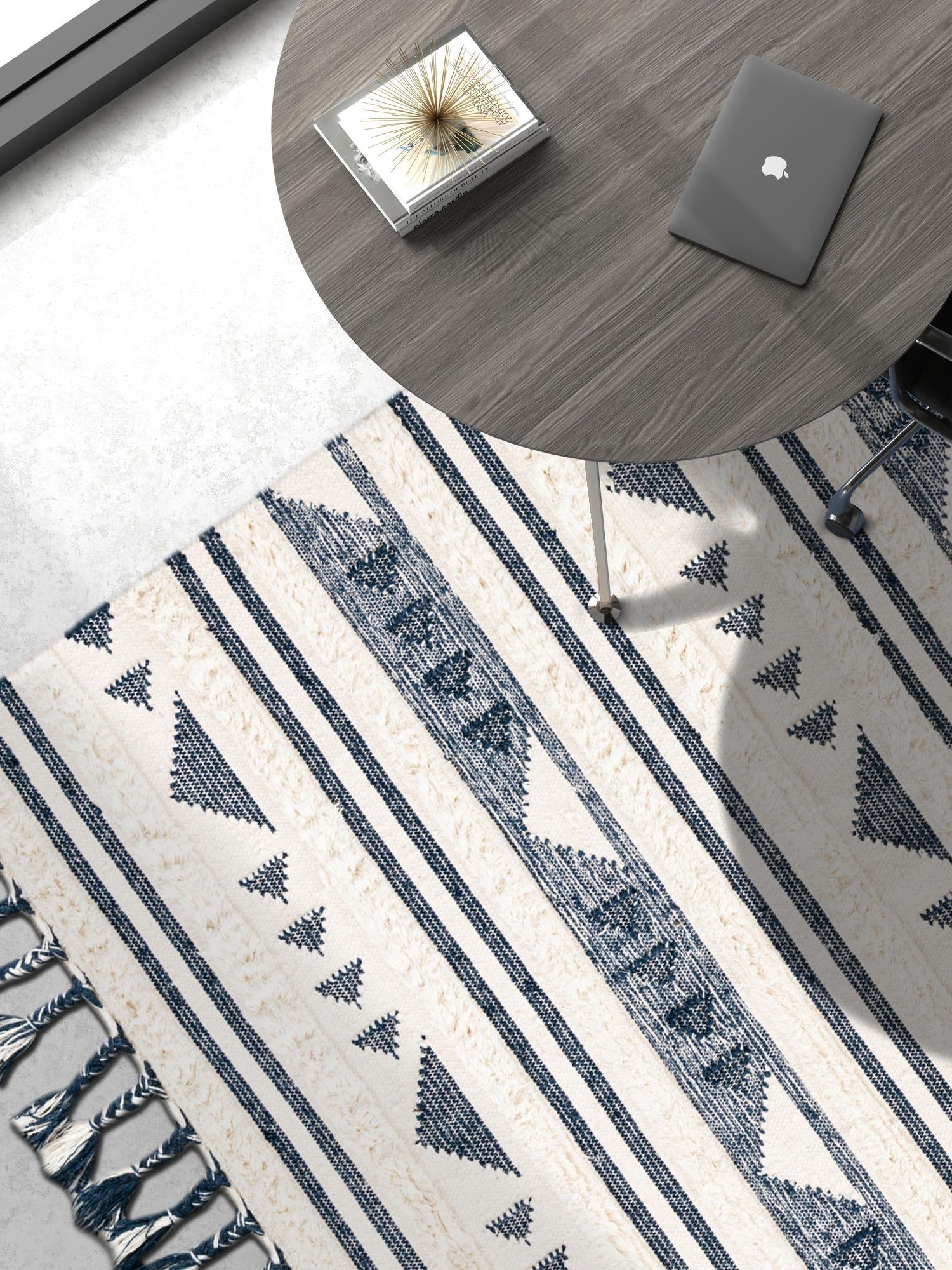 Navy Blue 8' x 10' Mesa Rectangle Area Rug 100% Wool Geometric All Natural Carpet for Living, Dining, Office, Bedrooms, Dorms, Kitchens for Sale at Rug Engine