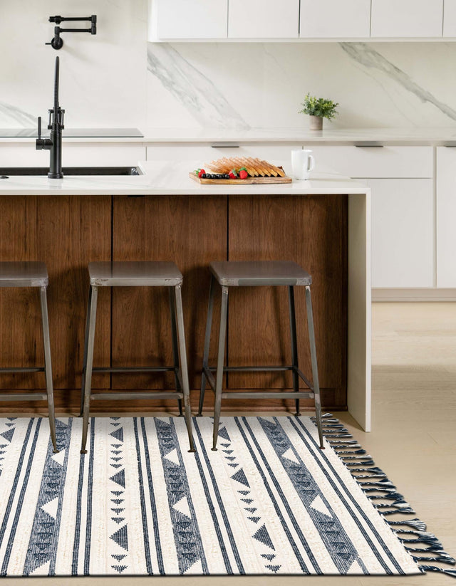 Navy Blue 8' x 10' Mesa Rectangle Area Rug 100% Wool Geometric All Natural Carpet for Living, Dining, Office, Bedrooms, Dorms, Kitchens for Sale at Rug Engine