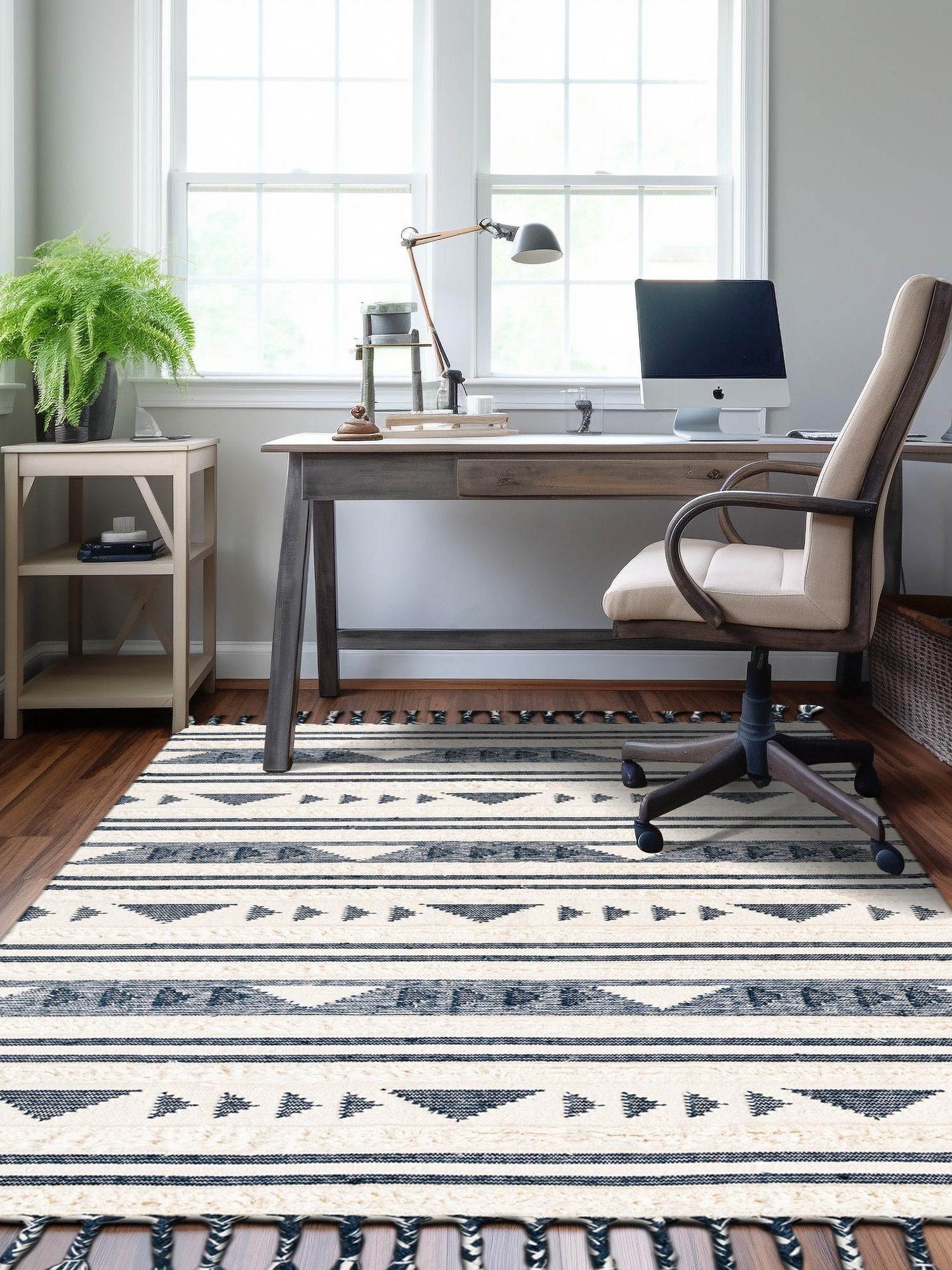 Navy Blue 3' 3 x 5' 1 Mesa Rectangle Area Rug 100% Wool Geometric All Natural Carpet for Living, Dining, Office, Bedrooms, Dorms, Kitchens for Sale at Rug Engine