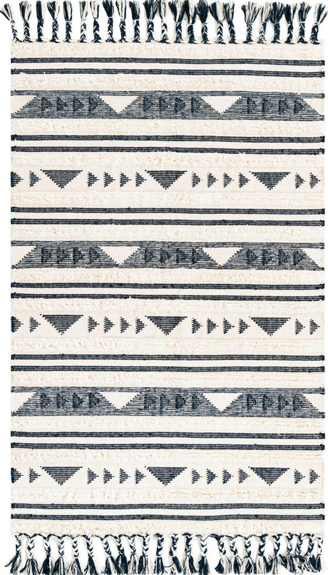 Navy Blue 5' 1 x 8' Mesa Rectangle Area Rug 100% Wool Geometric All Natural Carpet for Living, Dining, Office, Bedrooms, Dorms, Kitchens for Sale at Rug Engine