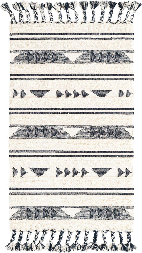 Navy Blue 3' 3 x 5' 1 Mesa Rectangle Area Rug 100% Wool Geometric All Natural Carpet for Living, Dining, Office, Bedrooms, Dorms, Kitchens for Sale at Rug Engine