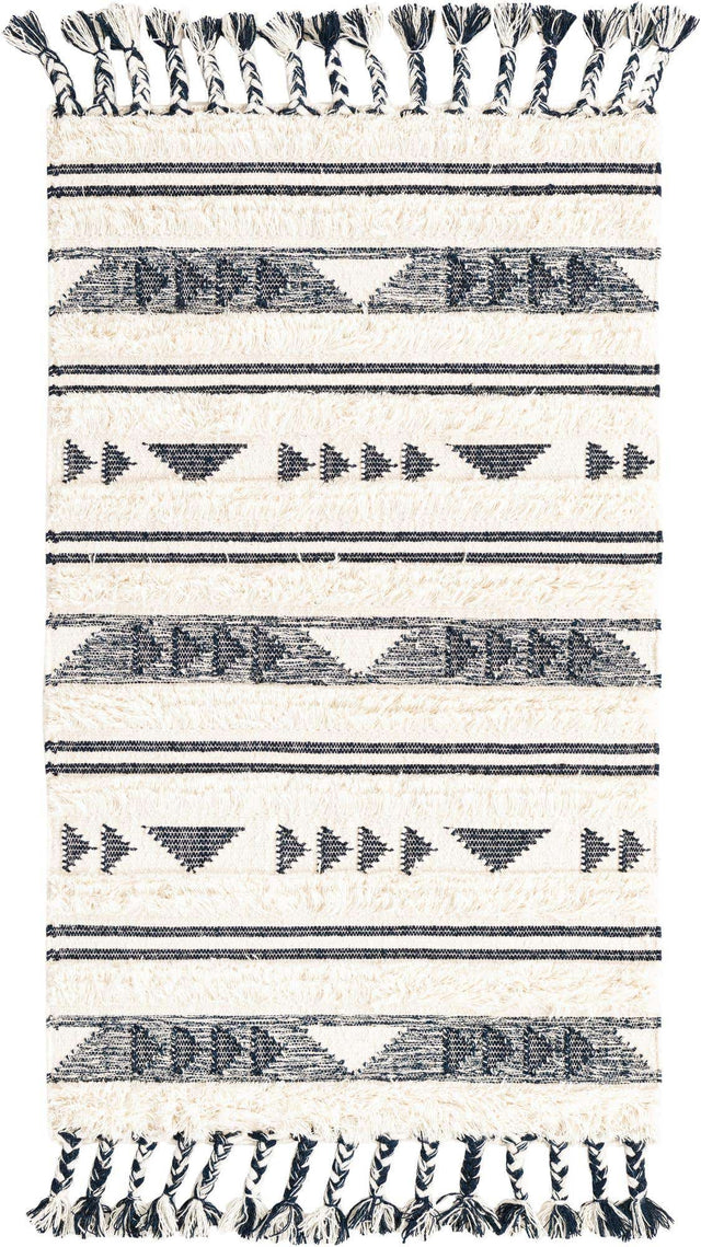 Navy Blue 3' 3 x 5' 1 Mesa Rectangle Area Rug 100% Wool Geometric All Natural Carpet for Living, Dining, Office, Bedrooms, Dorms, Kitchens for Sale at Rug Engine