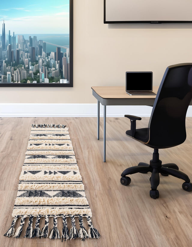 Navy Blue 2' 2 x 6' 1 Mesa Runner Area Rug 100% Wool Geometric All Natural Carpet for Living, Dining, Office, Bedrooms, Dorms, Kitchens for Sale at Rug Engine