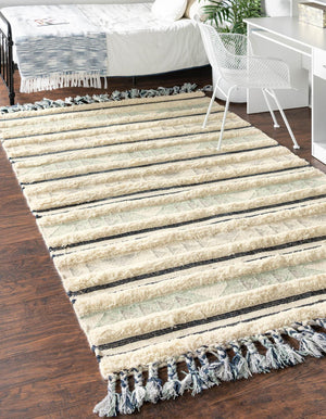 Aquamarine 8' x 11' Mesa Rectangle Area Rug 100% Wool Geometric All Natural Carpet for Living, Dining, Office, Bedrooms, Dorms, Kitchens for Sale at Rug Engine