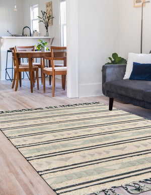 Aquamarine 9' x 12' Mesa Rectangle Area Rug 100% Wool Geometric All Natural Carpet for Living, Dining, Office, Bedrooms, Dorms, Kitchens for Sale at Rug Engine