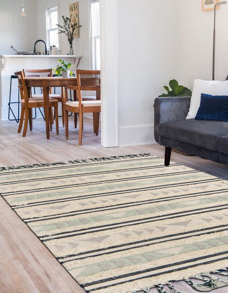 Aquamarine 6' 1 x 9' Mesa Rectangle Area Rug 100% Wool Geometric All Natural Carpet for Living, Dining, Office, Bedrooms, Dorms, Kitchens for Sale at Rug Engine