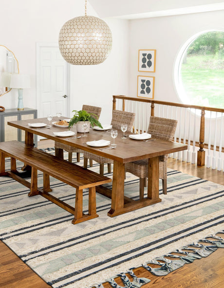 Aquamarine 5' 1 x 8' Mesa Rectangle Area Rug 100% Wool Geometric All Natural Carpet for Living, Dining, Office, Bedrooms, Dorms, Kitchens for Sale at Rug Engine