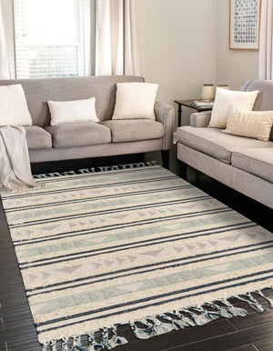 Aquamarine 5' 1 x 8' Mesa Rectangle Area Rug 100% Wool Geometric All Natural Carpet for Living, Dining, Office, Bedrooms, Dorms, Kitchens for Sale at Rug Engine