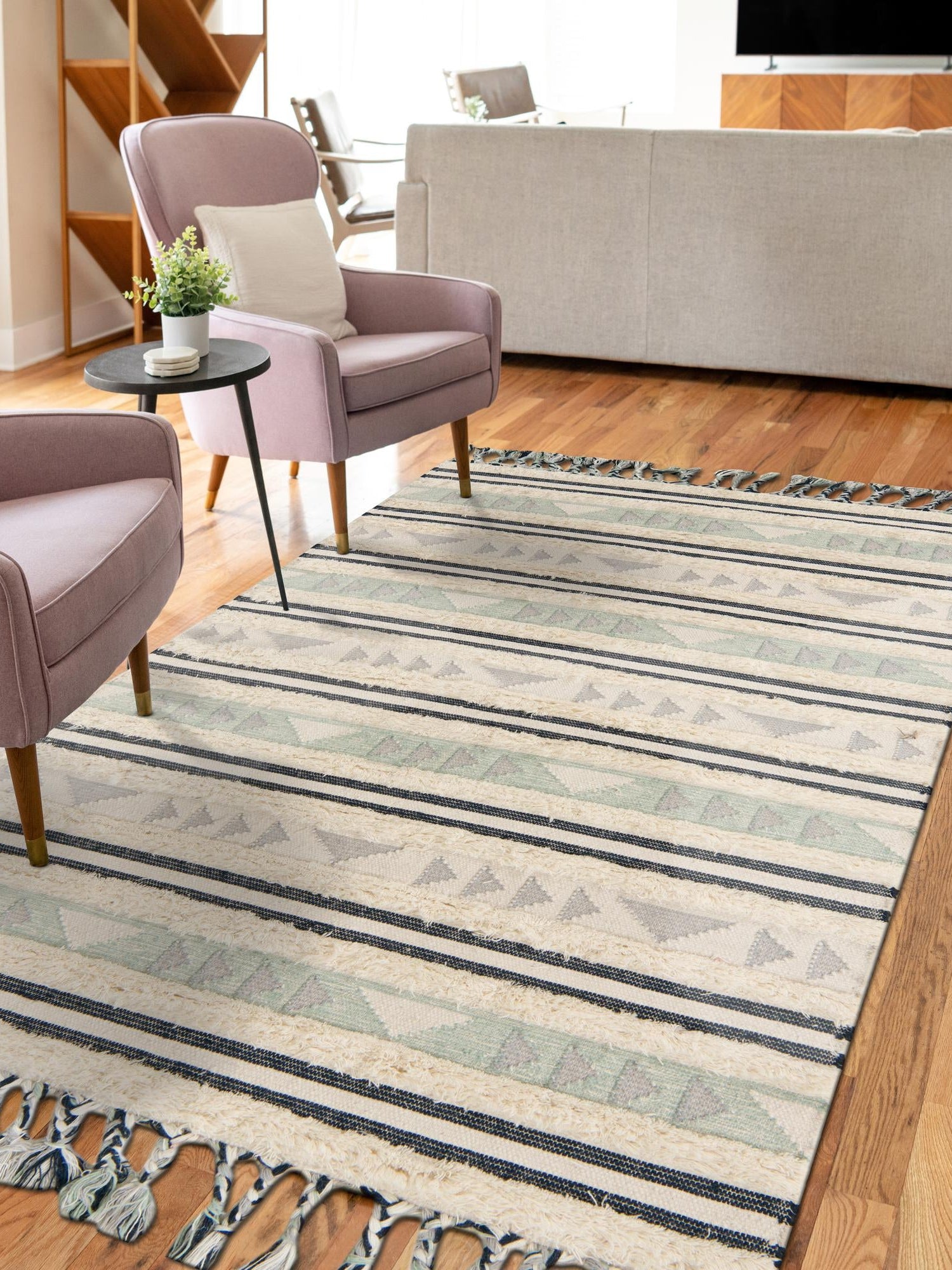 Aquamarine 5' 1 x 8' Mesa Rectangle Area Rug 100% Wool Geometric All Natural Carpet for Living, Dining, Office, Bedrooms, Dorms, Kitchens for Sale at Rug Engine