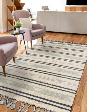 Aquamarine 6' 1 x 9' Mesa Rectangle Area Rug 100% Wool Geometric All Natural Carpet for Living, Dining, Office, Bedrooms, Dorms, Kitchens for Sale at Rug Engine