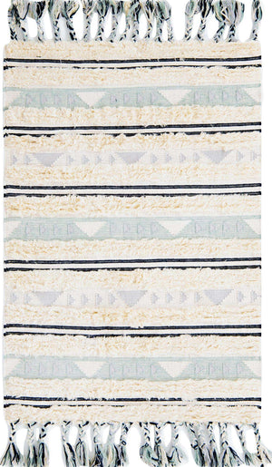 Aquamarine 4' 1 x 6' 1 Mesa Rectangle Area Rug 100% Wool Geometric All Natural Carpet for Living, Dining, Office, Bedrooms, Dorms, Kitchens for Sale at Rug Engine
