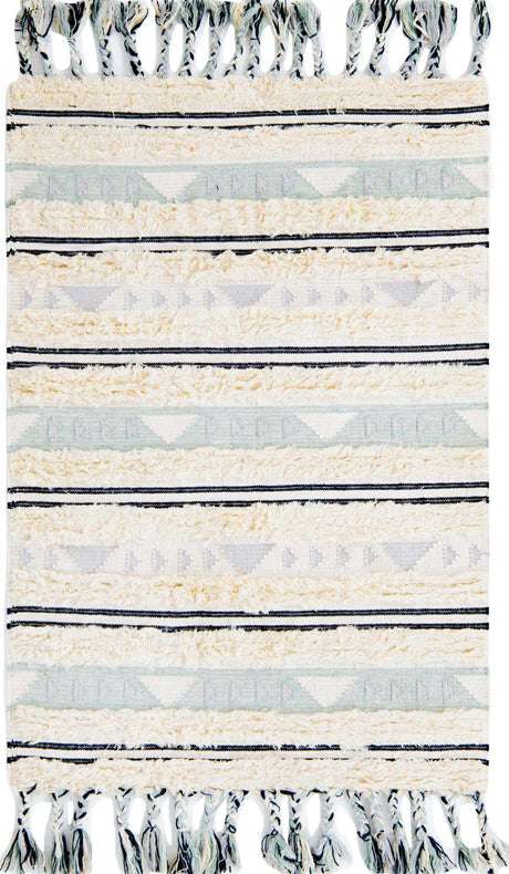 Aquamarine 4' 1 x 6' 1 Mesa Rectangle Area Rug 100% Wool Geometric All Natural Carpet for Living, Dining, Office, Bedrooms, Dorms, Kitchens for Sale at Rug Engine
