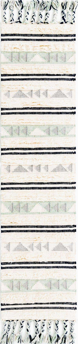 Aquamarine 2' 2 x 8' 2 Mesa Runner Area Rug 100% Wool Geometric All Natural Carpet for Living, Dining, Office, Bedrooms, Dorms, Kitchens for Sale at Rug Engine