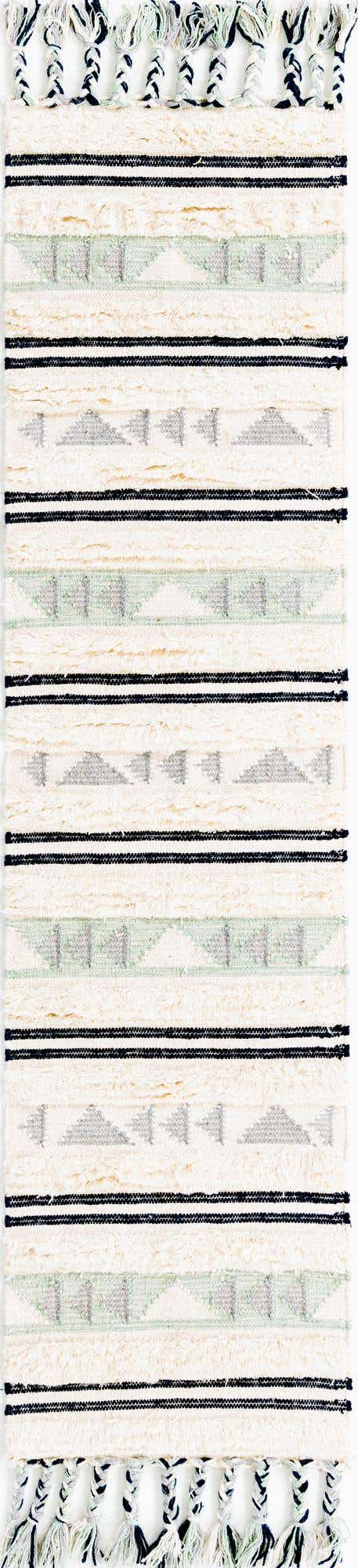 Aquamarine 2' 2 x 8' 2 Mesa Runner Area Rug 100% Wool Geometric All Natural Carpet for Living, Dining, Office, Bedrooms, Dorms, Kitchens for Sale at Rug Engine